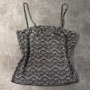 Vintage Zoey Beth Silver Metallic Lace Cami